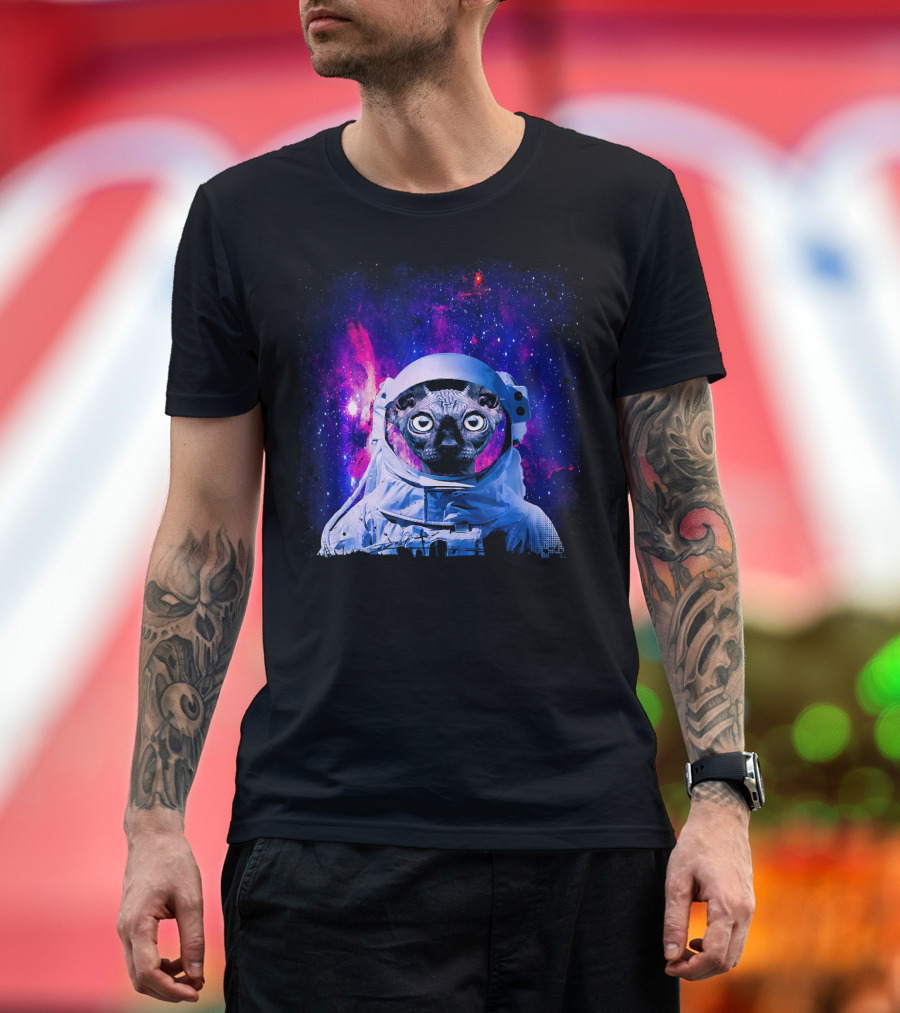 Sphynx Space Cat Astronaut in Galactic Nebula T-Shirt