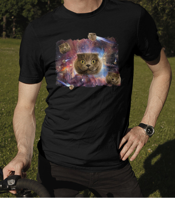 Scottish Fold Cat Cosmic Comet Space Adventure T-Shirt