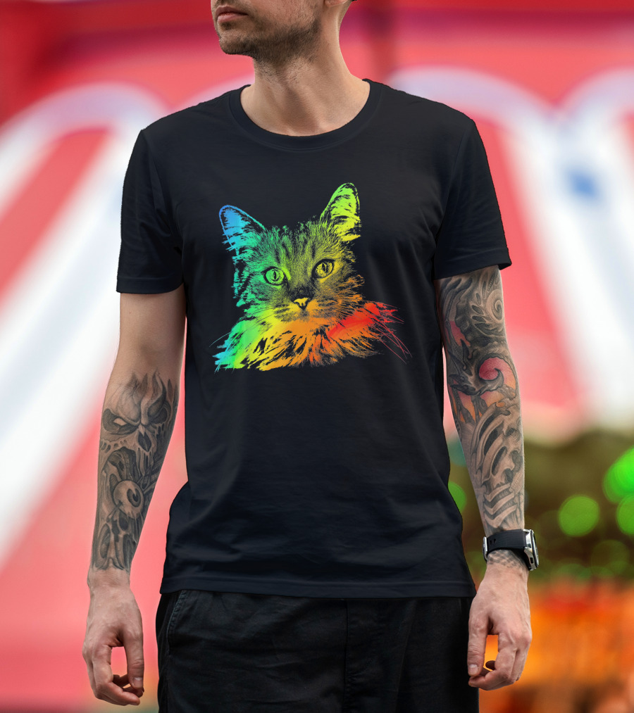 MAINE COON Colorful Rainbow Cat T-Shirt