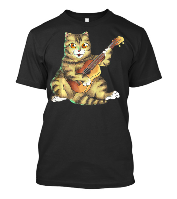 Cat Playing Ukulele Cool Kitten Uke T-Shirt
