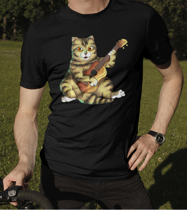 Cat Playing Ukulele Cool Kitten Uke T-Shirt