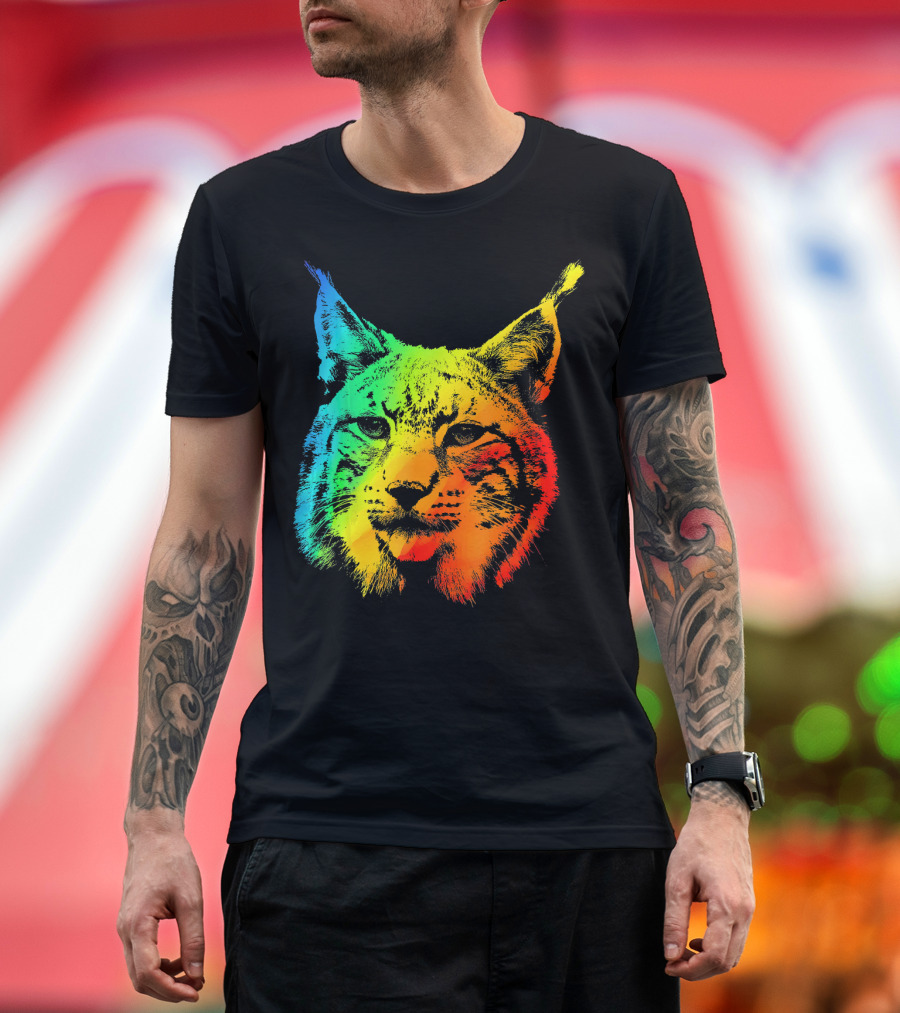 LYNX Colorful Rainbow Vibrant Cat T-Shirt