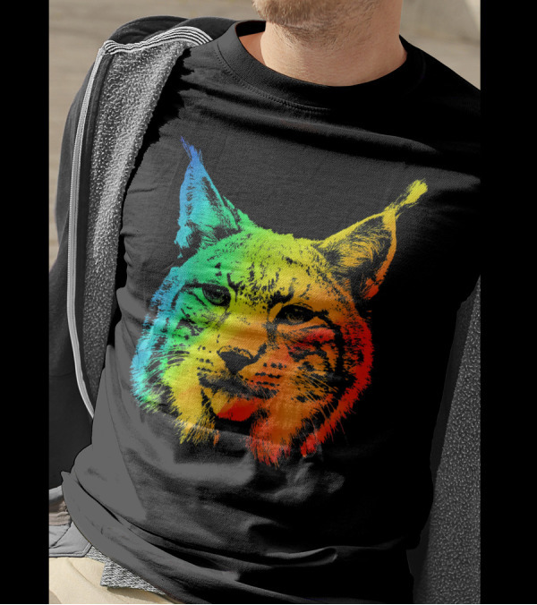LYNX Colorful Rainbow Vibrant Cat T-Shirt
