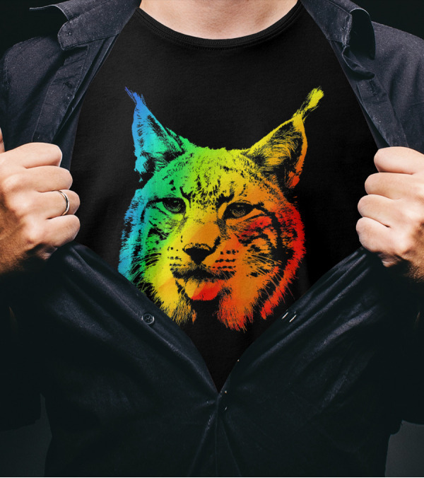 LYNX Colorful Rainbow Vibrant Cat T-Shirt