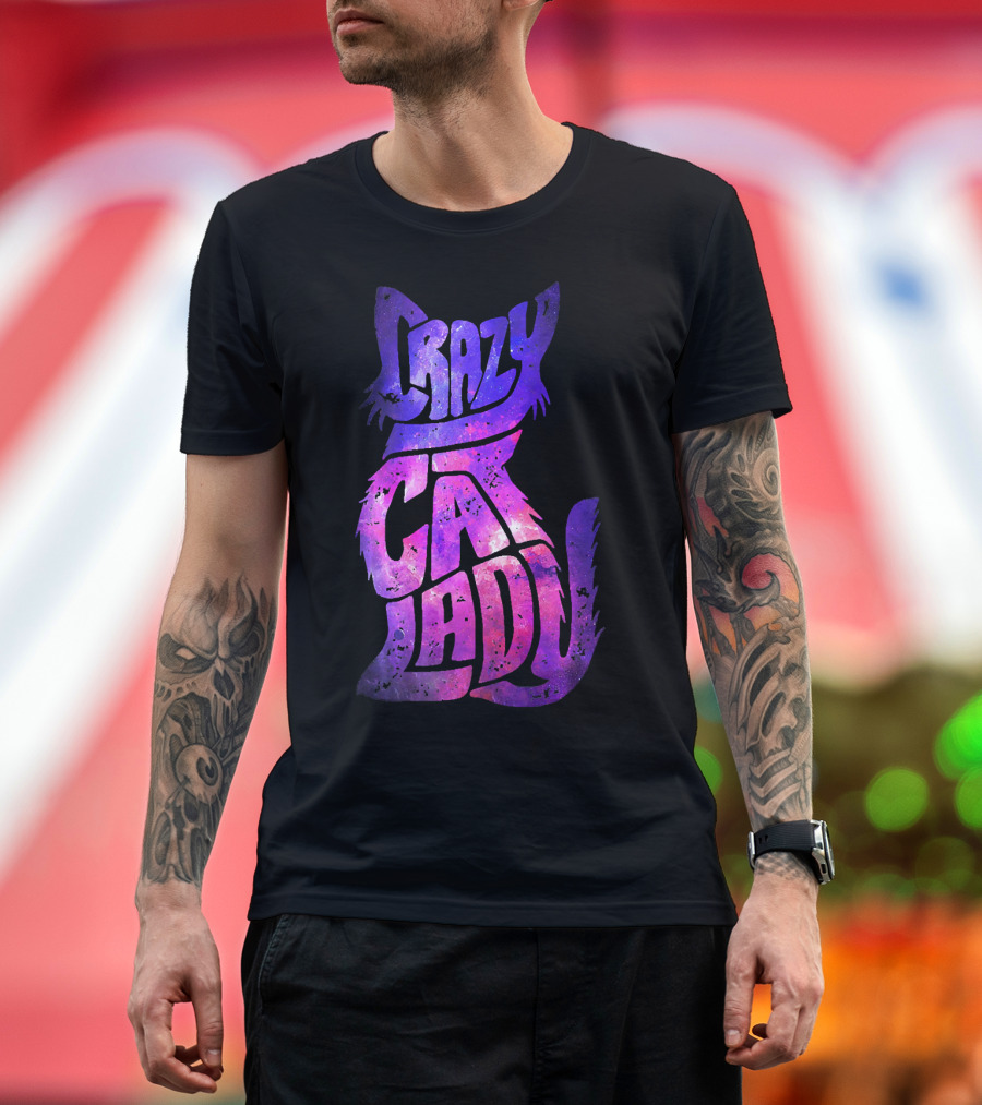 Crazy Cat Lady Purple Galaxy T-Shirt