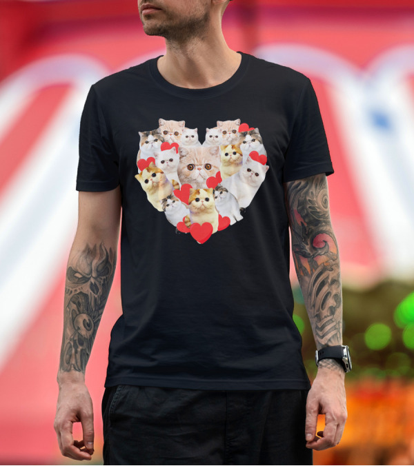 Premium T-Shirt: Valentines Day Exotic Cat Heart Love Kittens T-Shirt Valentines Day Exotic Cat Heart Love Kittens T-Shirt