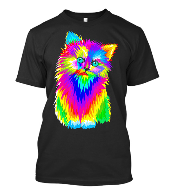 Colorful Cute Kitten Splash Art Cat Vibrant T-Shirt