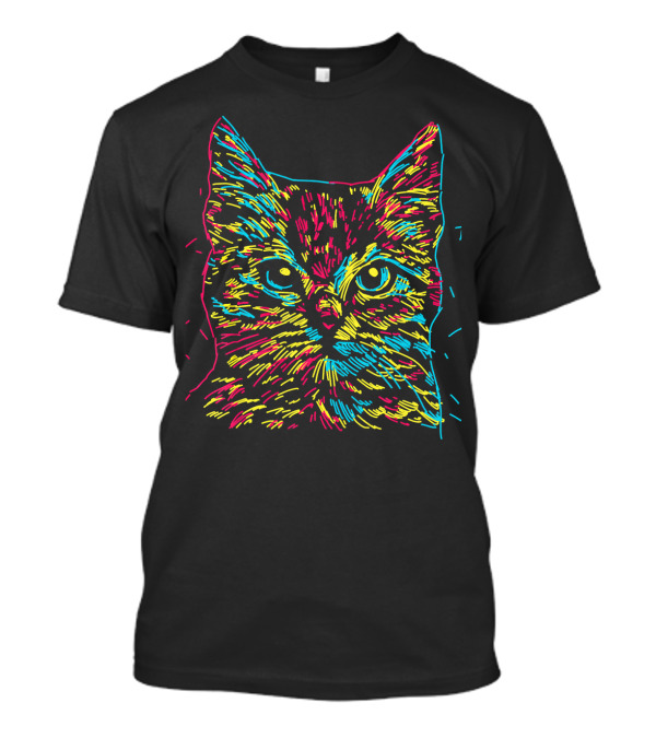 Cat For Kitten Lovers Neon Colorful Cut T-Shirt