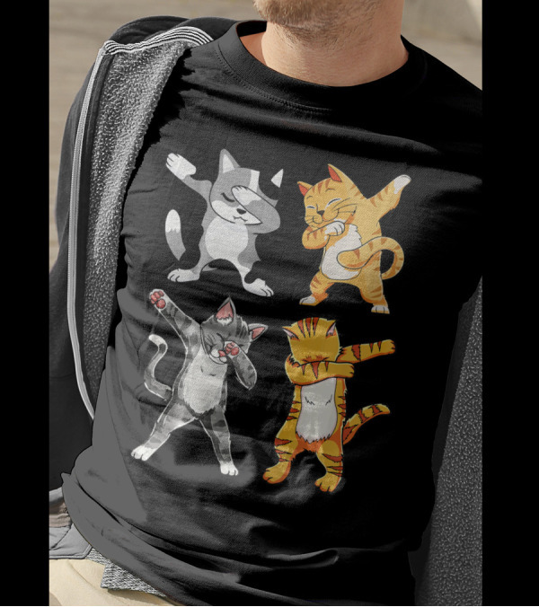 Meow Dabbing Cat Kitten Funny Cats Dab Four Dabbing Kittens T-Shirt