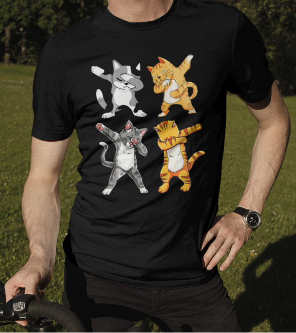 Meow Dabbing Cat Kitten Funny Cats Dab Four Dabbing Kittens T-Shirt