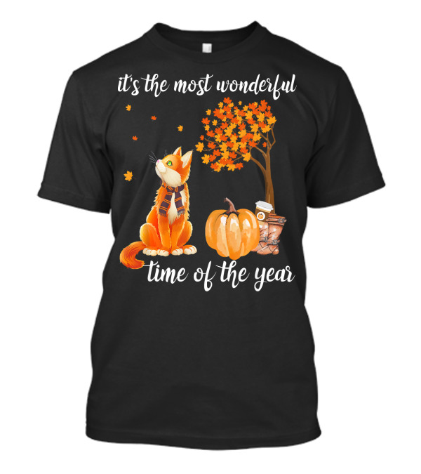 It's The Most Wonderful Time Of The Year Maine Coon Fall Pumpkin Tree Coffee Books T-Shirt