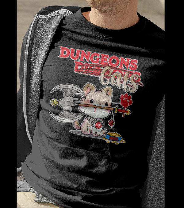 Dungeons Cats Cute Funny Meow Gaming Kitte T-Shirt