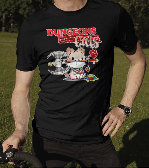 Dungeons Cats Cute Funny Meow Gaming Kitte T-Shirt