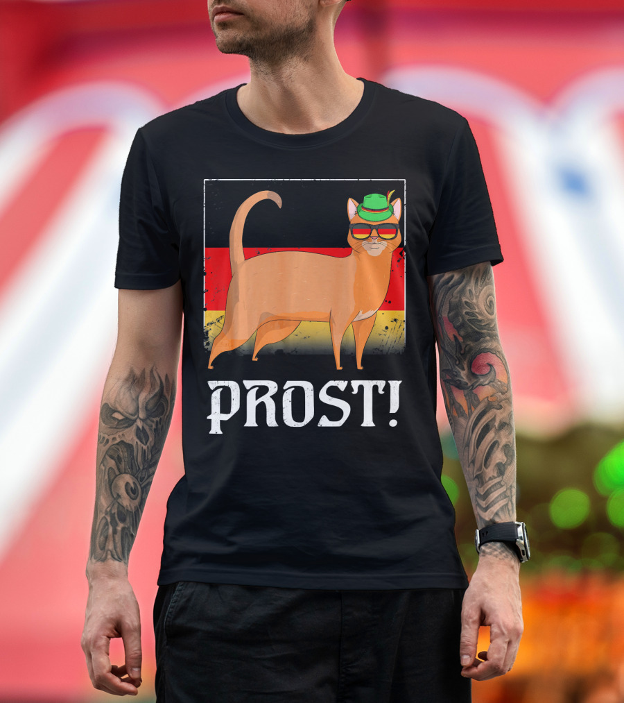 Abyssinian Cat Prost Beer Oktoberfest Germany Flag T-Shirt