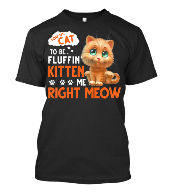 You've Cat To Be Fluffin Kitten Me Right Meow Cute Kitten With Paw Prints T-Shirt