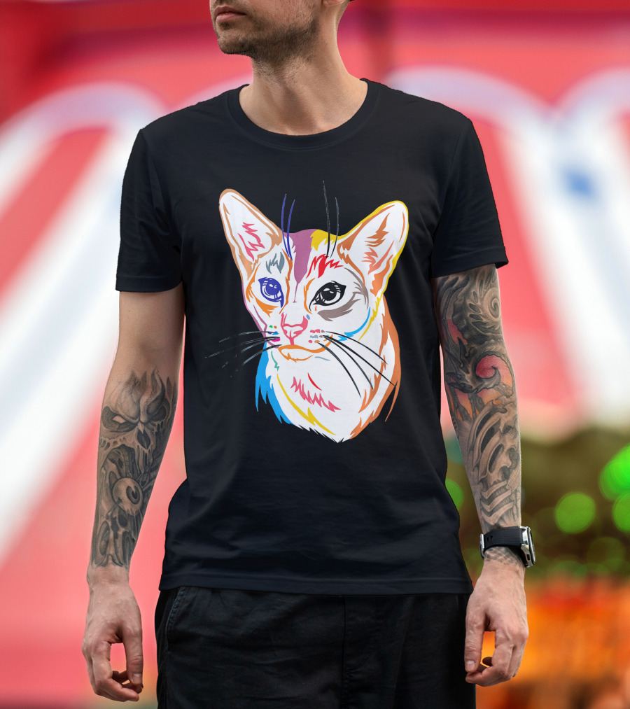 Colorful Abyssinian Cat Pop T-Shirt