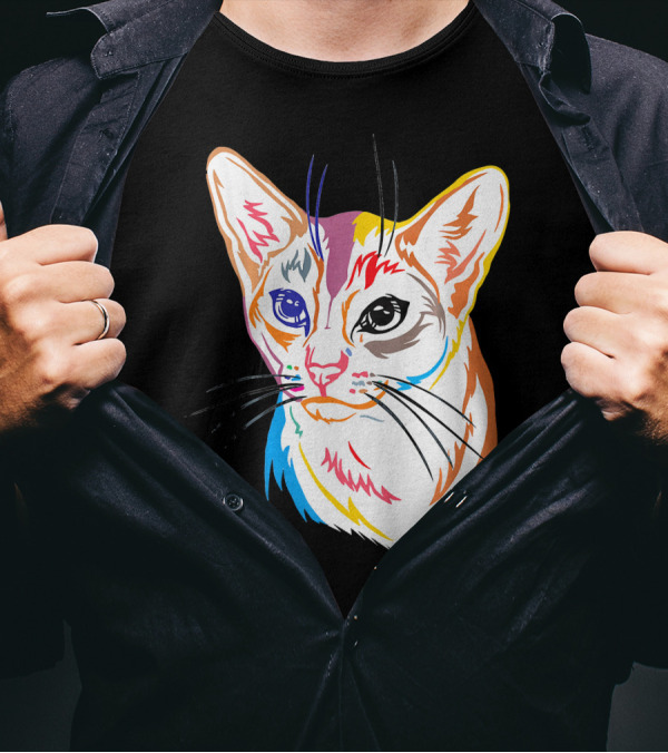 Colorful Abyssinian Cat Pop T-Shirt