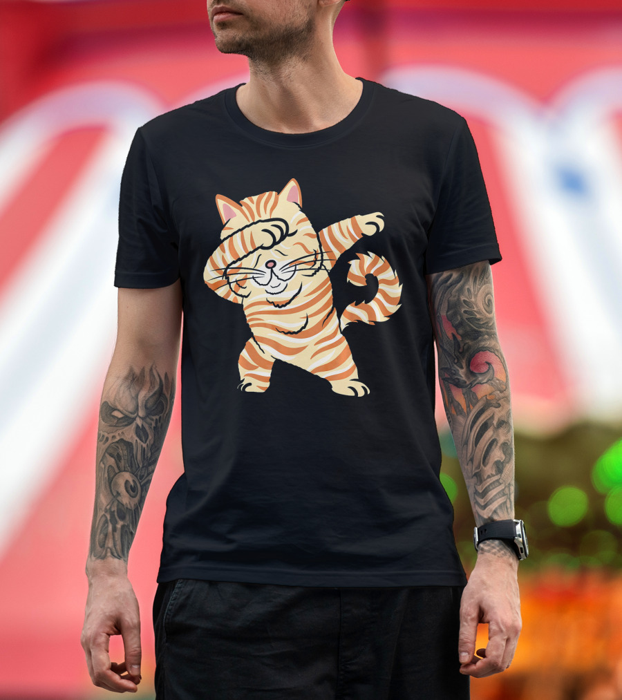 Exotic Shorthair Cat Dabbing Dance Striped T-Shirt
