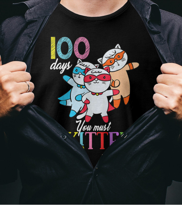 100 Days You Must Be Kitten Hero Cats Superhero T-Shirt