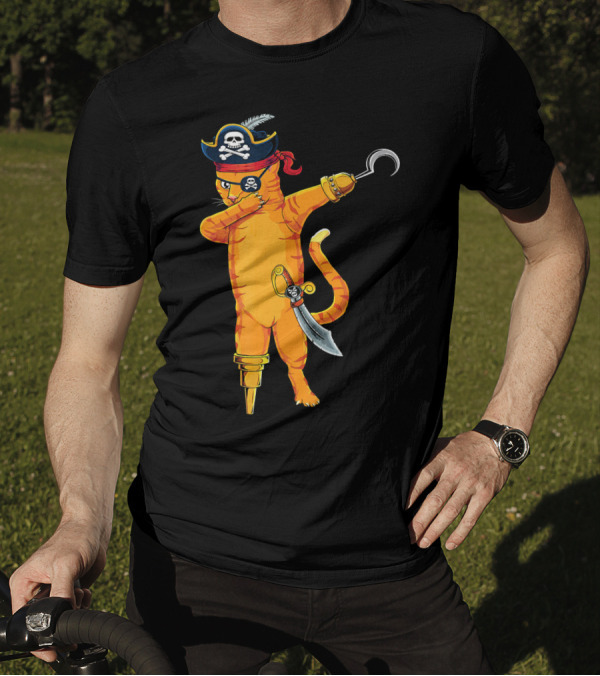 Pirate Cat Dabbing With Hook And Sword Love Kitten T-Shirt