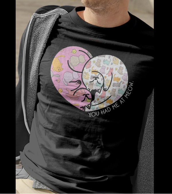 You Had Me At Meow Cat Lover Heart Shape T-Shirt