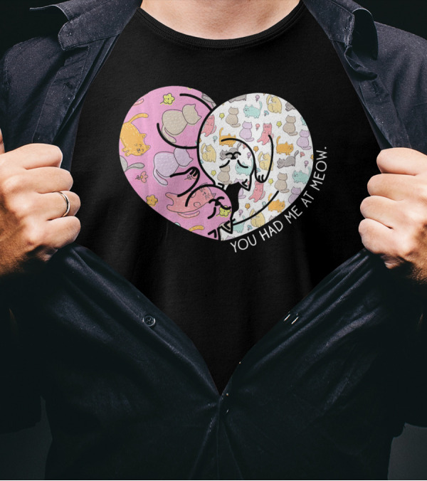 You Had Me At Meow Cat Lover Heart Shape T-Shirt