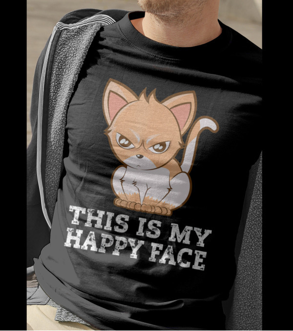 This Is My Happy Face Angry Cat T-Shirt