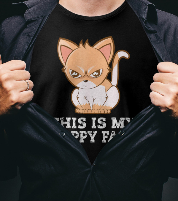 This Is My Happy Face Angry Cat T-Shirt
