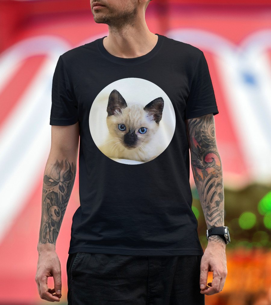 Cute Siamese Kitten Lover Cat with Blue Eyes T-Shirt