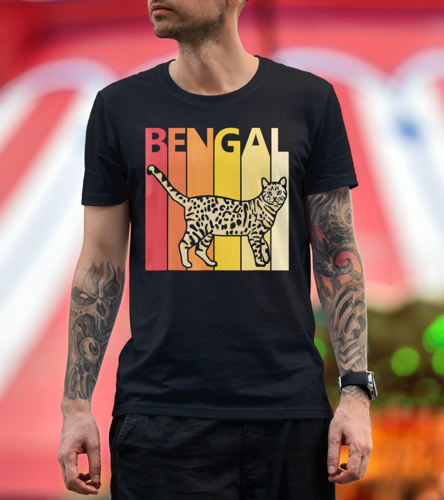 Retro Bengal Cat Vintage Stripes T-Shirt