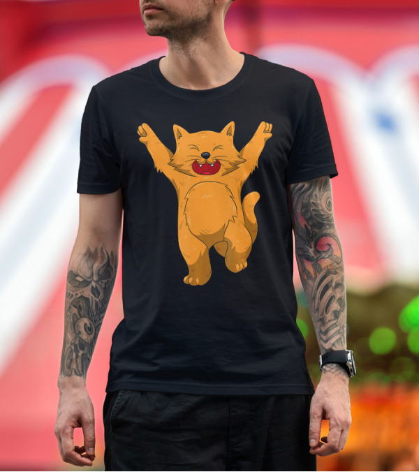 Premium T-Shirt: Jubilation Cat Joyful Dance Emote T-Shirt Jubilation Cat Joyful Dance Emote T-Shirt