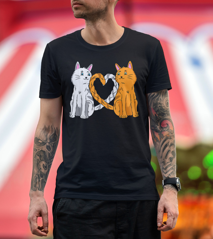 Smitten Kitten Cute Valentines Day Cat Heart Tails T-Shirt