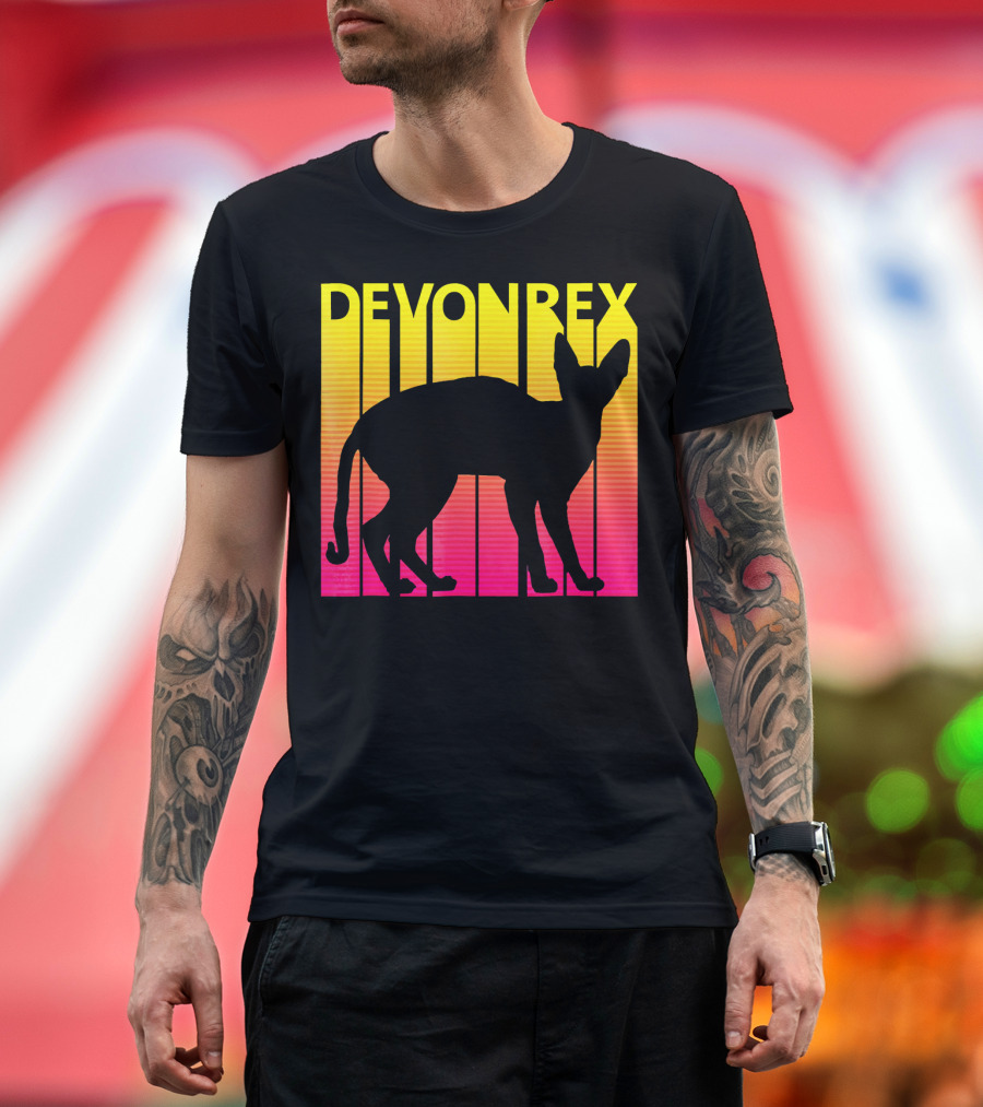 Devon Rex Cat Retro T-Shirt
