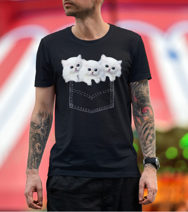 Premium T-Shirt: Persian Cats Trio in a Pocket Cute Fluffy Kittens T-Shirt Persian Cats Trio in a Pocket Cute Fluffy Kittens T-Shirt
