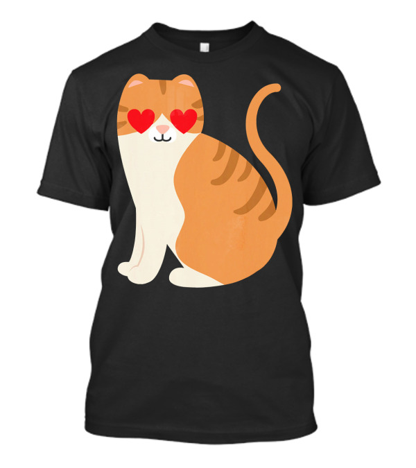 Scottish Fold Cat Heart Eyes Cute Cartoon T-Shirt