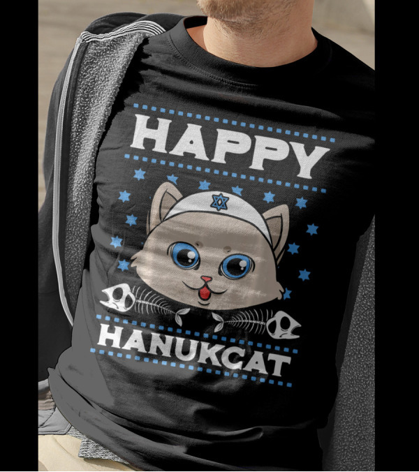 Happy Hanukcat Star Of David Cat Festival T-Shirt