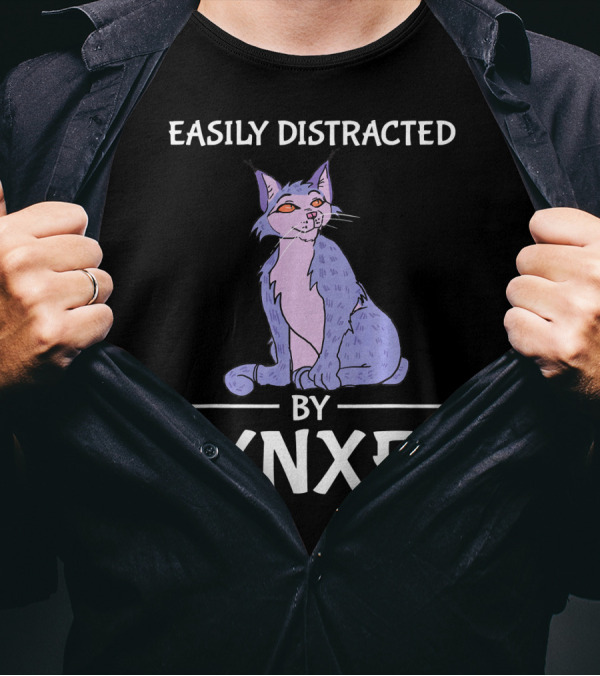 Easily Distracted By Lynxes Cute Cartoon Lynx T-Shirt