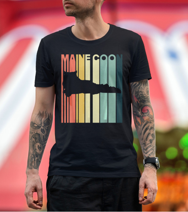 Premium T-Shirt: Maine Coon Retro Silhouette Cat Owner Love T-Shirt Maine Coon Retro Silhouette Cat Owner Love T-Shirt