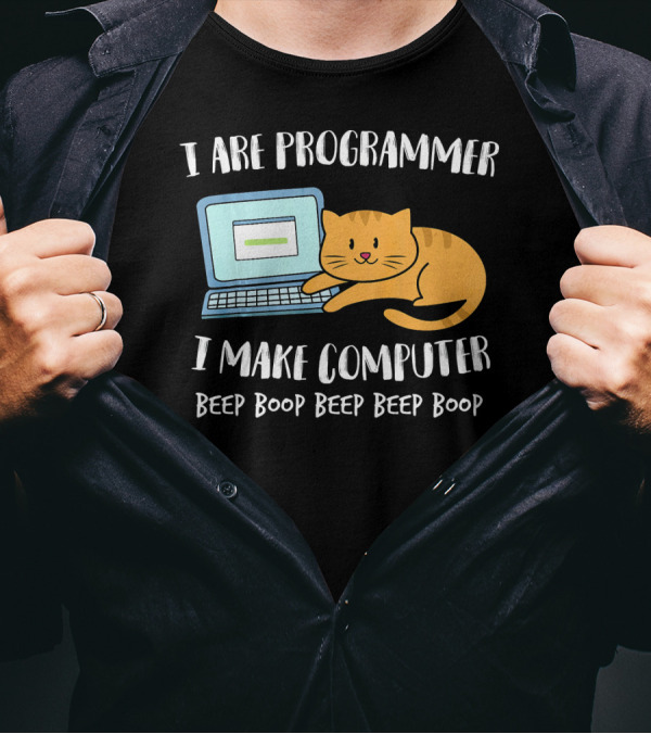 I Are Programmer I Make Computer Beep Boop Beep Beep Boop Cat Laptop T-Shirt