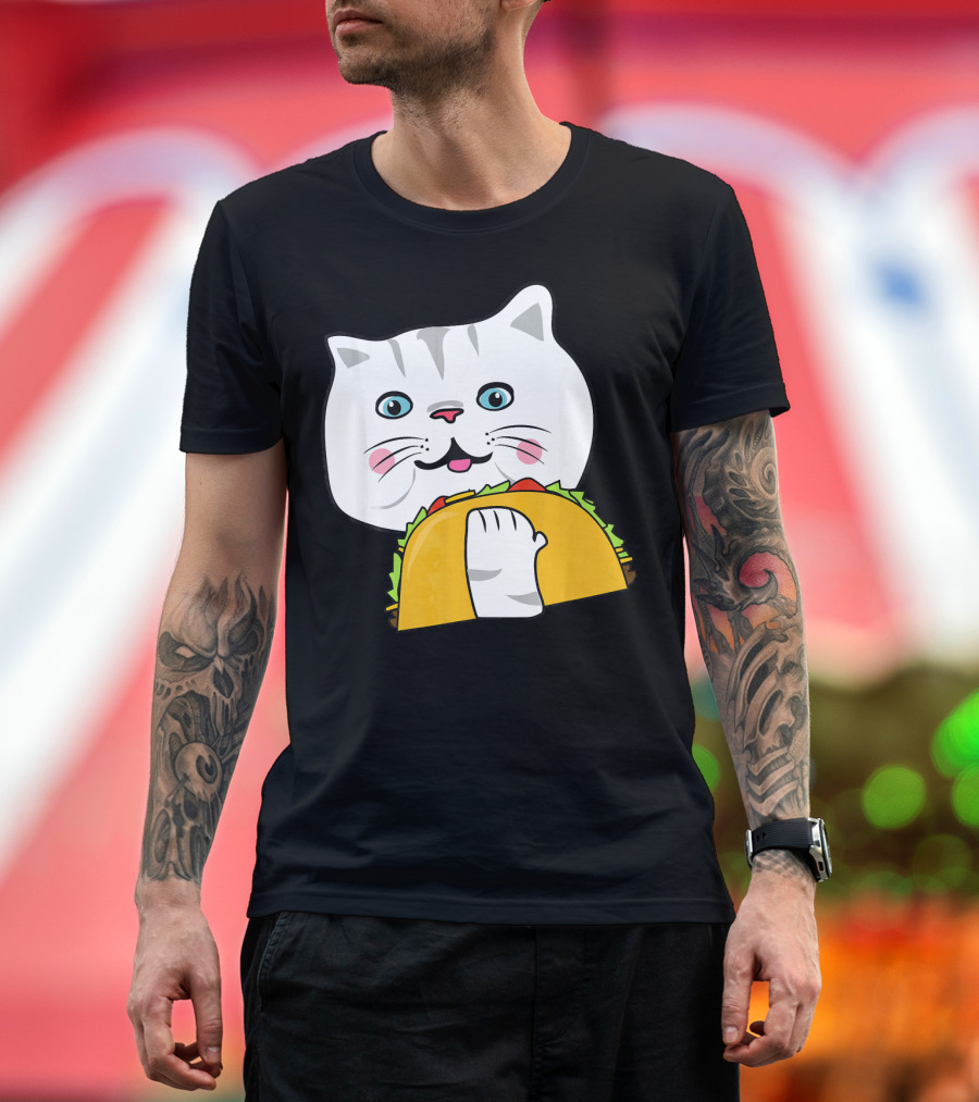 Persian Taco Cat with Cute Whiskers and Playful Taco Pose T-Shirt