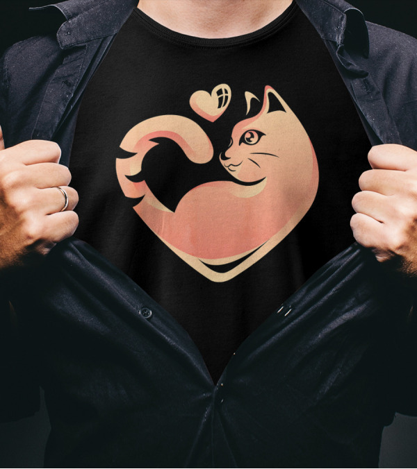 Persian Cat Heart Tail T-Shirt