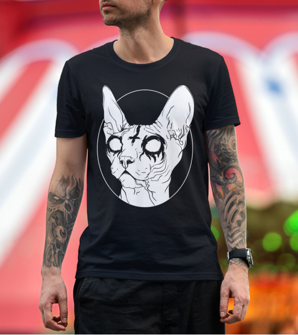 Premium T-Shirt: Sphynx Cat Black Metal Goth Death Aesthetic T-Shirt Sphynx Cat Black Metal Goth Death Aesthetic T-Shirt