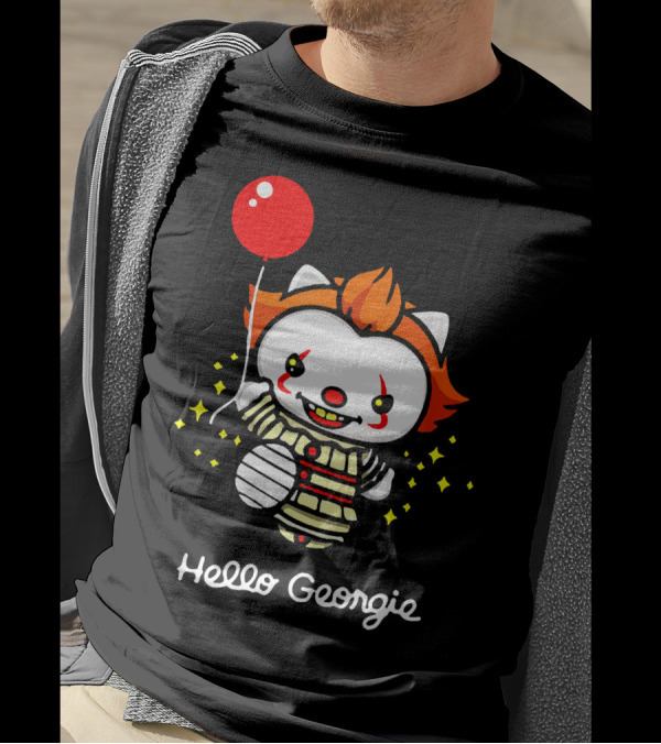 Hello Georgie Kitten Cat Clown Pennywise Balloon T-Shirt