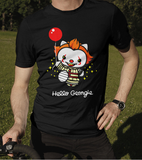Hello Georgie Kitten Cat Clown Pennywise Balloon T-Shirt