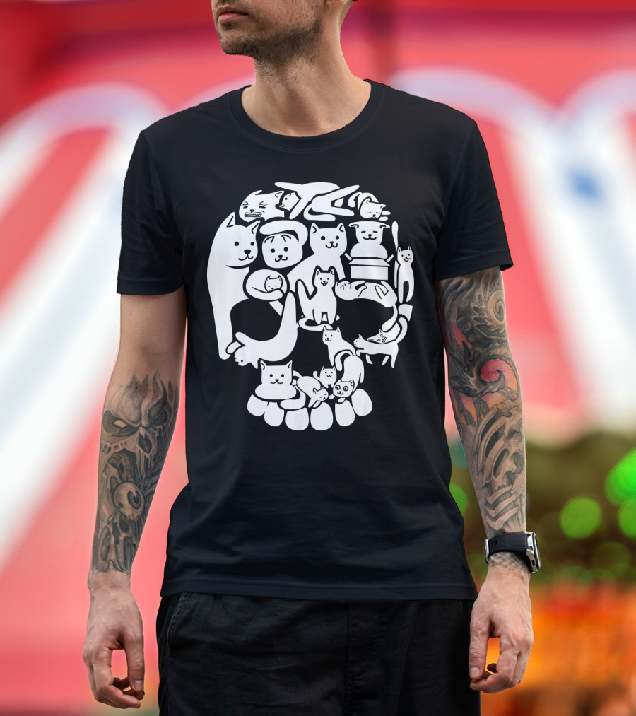 Halloween Kitten Skull Cat Breed Collage T-Shirt