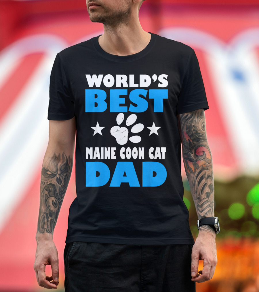 World's Best Maine Coon Cat Dad Paw Stars T-Shirt