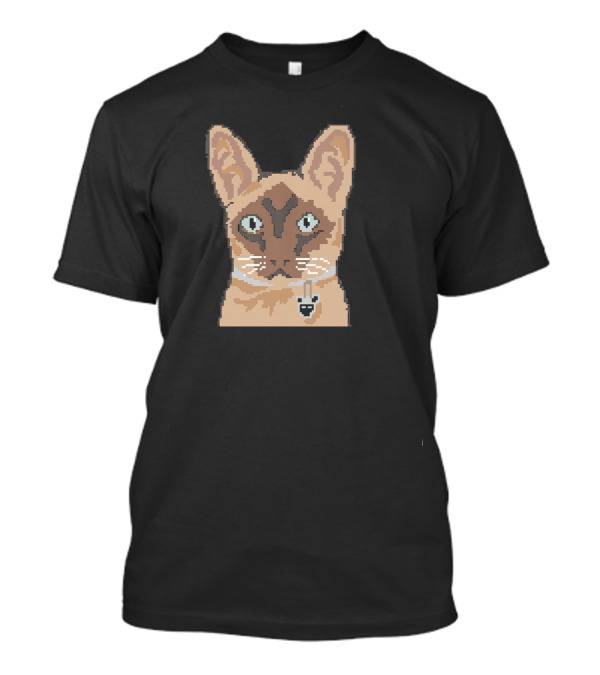 Pixelated 8 Bit Cat Funny Siamese With Skull Necklace T-Shirt