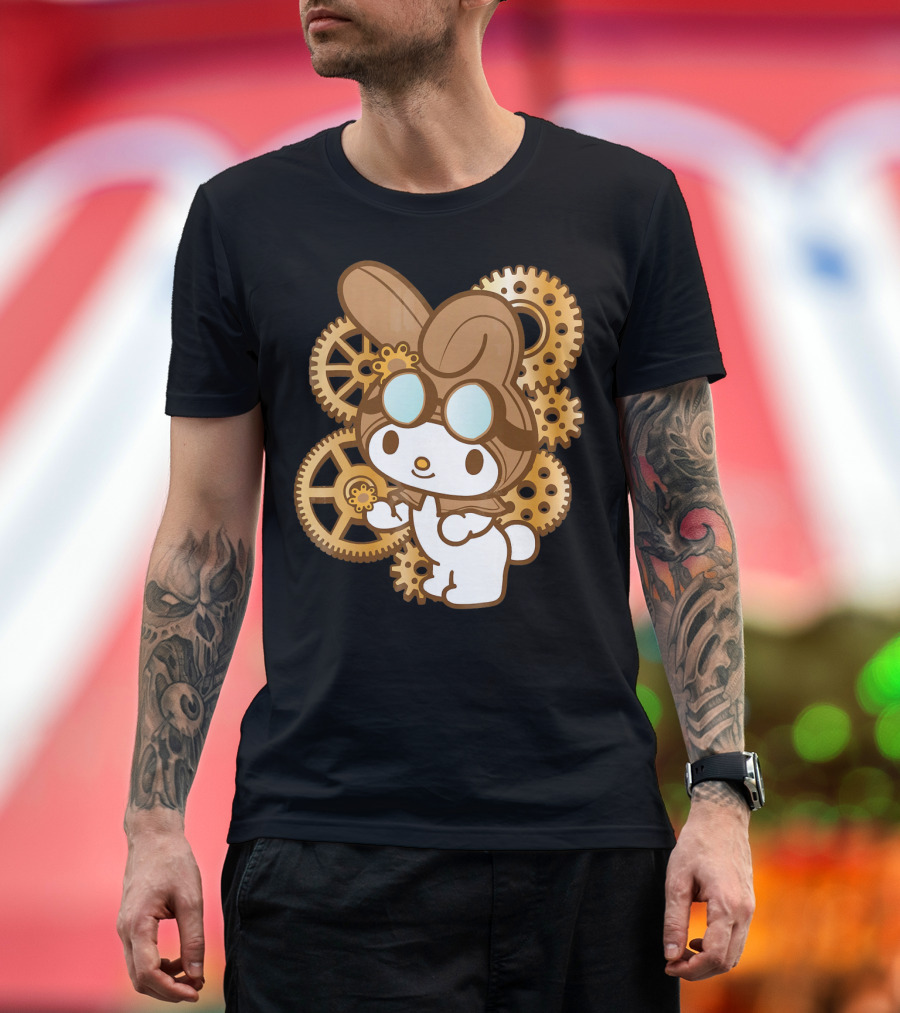 Bunny Rabbit Steampunk Gears and Goggles T-Shirt