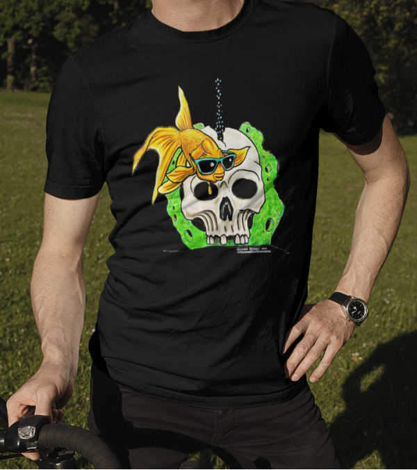 Cool Rates Da Goldfish Skull By David Barry T-Shirt
