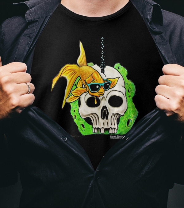 Cool Rates Da Goldfish Skull By David Barry T-Shirt